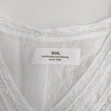 soil レース フレンチスリーブ Vネック サイズ2 インド製 ブラウス シャツ ホワイト レディース ソイル【中古】5-0809S♪