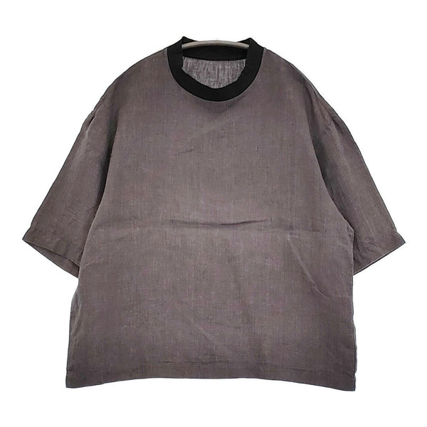 MUYA スリークオータースリーブTシャツ サイズ2 定価12100円 リネンヘンプカットソー ブラウス チャコールグレー レディース ムヤ【中古】5-0809S♪