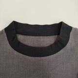 MUYA スリークオータースリーブTシャツ サイズ2 定価12100円 リネンヘンプカットソー ブラウス チャコールグレー レディース ムヤ【中古】5-0809S♪