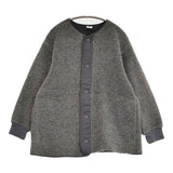 iki イキ ウールナイロンボアショートコート 定価30800円 3101CO004232 ノーカラー コート グレー レディース【中古】5-1103T♪