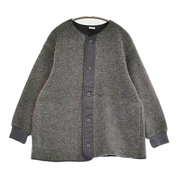 iki イキ ウールナイロンボアショートコート 定価30800円 3101CO004232 ノーカラー コート グレー レディース【中古】5-1103T♪