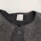 iki イキ ウールナイロンボアショートコート 定価30800円 3101CO004232 ノーカラー コート グレー レディース【中古】5-1103T♪