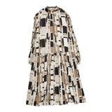 ALYSI イタリア製 総柄 レーヨンドレス ワンピース ベージュ ブラウン レディース アリジ【中古】5-1105M∞