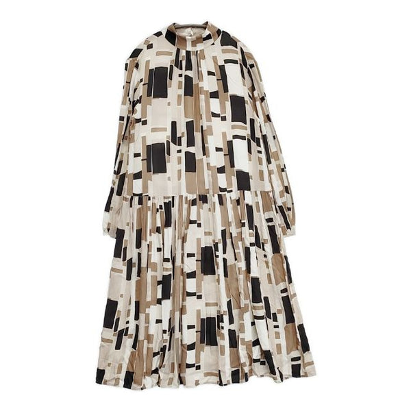 ALYSI イタリア製 総柄 レーヨンドレス ワンピース ベージュ ブラウン レディース アリジ【中古】5-1105M∞