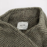 ALYSI イタリア製 サイズ42 ウールモヘヤ混 コート ライトグリーン グレー レディース アリジ【中古】5-1103T♪