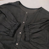 nest Robe 01212-1193 ヘンプバルーンスリーブワンピース 製品染め ワンピース ブラック レディース ネストローブ【中古】5-1105M∞