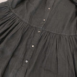 nest Robe 01212-1193 ヘンプバルーンスリーブワンピース 製品染め ワンピース ブラック レディース ネストローブ【中古】5-1105M∞