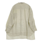nest Robe 01181-1034 リネンハイカウントバンドカラーシャツ 長袖シャツ ライトグリーン レディース ネストローブ【中古】5-0819M♪