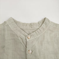 nest Robe 01181-1034 リネンハイカウントバンドカラーシャツ 長袖シャツ ライトグリーン レディース ネストローブ【中古】5-0819M♪