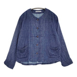 ao ガーゼノーカラージャケット 定価25740円 サイズM デニムガーゼ ノーカラージャケット ブルー レディース アオ【中古】5-1018M♪