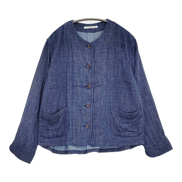 ao ガーゼノーカラージャケット 定価25740円 サイズM デニムガーゼ ノーカラージャケット ブルー レディース アオ【中古】5-1018M♪