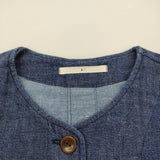 ao ガーゼノーカラージャケット 定価25740円 サイズM デニムガーゼ ノーカラージャケット ブルー レディース アオ【中古】5-1018M♪