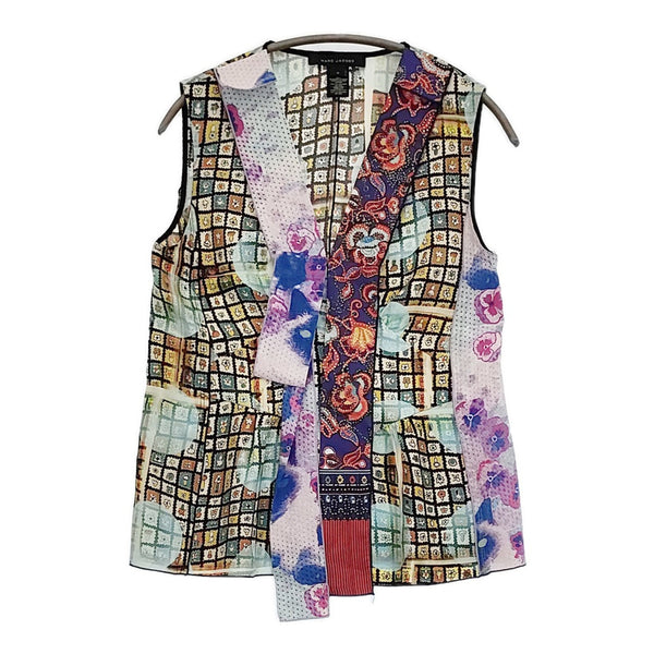 MARC JACOBS パッチワーク シルク サイズ0 ノースリーブ ブラウス シャツ マルチカラー レディース マークジェイコブス【中古】5-0809S♪