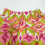 FLY GIRL イタリア製 幾何学模様 サイズS オフショルダー ブラウス シャツ ライトグリーン ピンク レディース フライガール【中古】5-0819M♪