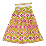 FLY GIRL イタリア製 幾何学模様 サイズ42 ロングスカート ライトグリーン ピンク レディース フライガール【中古】5-0819M♪