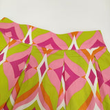 FLY GIRL イタリア製 幾何学模様 サイズ42 ロングスカート ライトグリーン ピンク レディース フライガール【中古】5-0819M♪