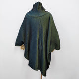 ISSEY MIYAKE アシンメトリー オーロラ ウール混 チュニック ポンチョ 17AW ブラック グリーン レディース イッセイミヤケ【中古】5-0731T♪