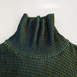 ISSEY MIYAKE アシンメトリー オーロラ ウール混 チュニック ポンチョ 17AW ブラック グリーン レディース イッセイミヤケ【中古】5-0731T♪
