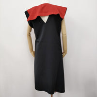 ISSEY MIYAKE ウール混 IL73FH332 サイズ3 バイカラー Vネック ワンピース レッド ブラック レディース イッセイミヤケ【中古】5-0731S♪
