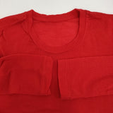 me ISSEY MIYAKE ウール混 ニット MI34JK801 クルーネック カットソー レッド レディース ミー イッセイミヤケ【中古】5-1103T♪