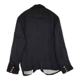 daska ヘリンボーン ウッドボタン リネン サイズ11 ジャケット ブラック レディース ダスカ【中古】5-1018M♪