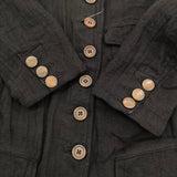 daska ヘリンボーン ウッドボタン リネン サイズ11 ジャケット ブラック レディース ダスカ【中古】5-1018M♪