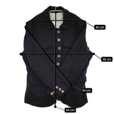 daska ヘリンボーン ウッドボタン リネン サイズ11 ジャケット ブラック レディース ダスカ【中古】5-1018M♪