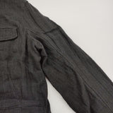 daska ヘリンボーン ウッドボタン リネン サイズ11 ジャケット ブラック レディース ダスカ【中古】5-1018M♪