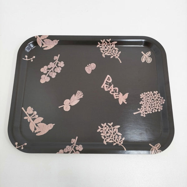 mina perhonen forest parade 白樺トレイ L その他雑貨 チャコールグレー ピンク レディース ミナペルホネン【中古】5-0731G♪