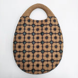 mina perhonen XS9441 anemone 刺繍 リネンシルク egg bag エッグバッグ トート ブラウン グリーン レディース ミナペルホネン【中古】5-0731G♪