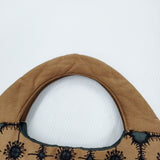 mina perhonen XS9441 anemone 刺繍 リネンシルク egg bag エッグバッグ トート ブラウン グリーン レディース ミナペルホネン【中古】5-0731G♪