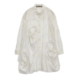 frankygrow 大人サイズ シャツワンピース 総柄 チュニック ホワイト ベージュ レディース フランキーグロウ【中古】5-1105M∞