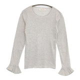 fu-ko 袖フリル 長袖Ｔシャツ カットソー ロンＴ グレー レディース フーコ【中古】5-1105M∞