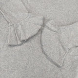 fu-ko 袖フリル 長袖Ｔシャツ カットソー ロンＴ グレー レディース フーコ【中古】5-1105M∞