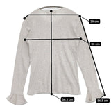 fu-ko 袖フリル 長袖Ｔシャツ カットソー ロンＴ グレー レディース フーコ【中古】5-1105M∞