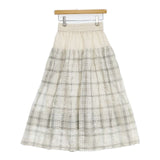 tactor コットンポリエステル チェック ロングスカート ベージュ レディース タクター【中古】5-1105M∞