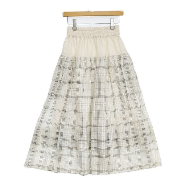 tactor コットンポリエステル チェック ロングスカート ベージュ レディース タクター【中古】5-1105M∞