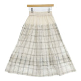 tactor コットンポリエステル チェック ロングスカート ベージュ レディース タクター【中古】5-1105M∞