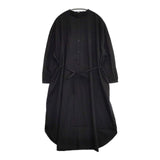 R&D.M.Co- コットン ノーカラー 紐ベルト付き シャツドレス プルオーバー ワンピース ブラック レディース オールドマンズテーラー【中古】5-1105M∞