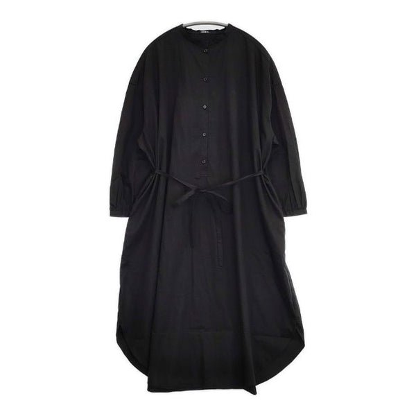 R&D.M.Co- コットン ノーカラー 紐ベルト付き シャツドレス プルオーバー ワンピース ブラック レディース オールドマンズテーラー【中古】5-1105M∞