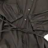 R&D.M.Co- コットン ノーカラー 紐ベルト付き シャツドレス プルオーバー ワンピース ブラック レディース オールドマンズテーラー【中古】5-1105M∞