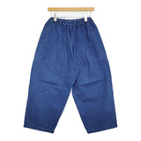 homspun 10オンスデニムギャザーパンツ 定価24200円 232-3383 サイズM イージー デニムパンツ ブルー レディース ホームスパン【中古】5-1031G♪