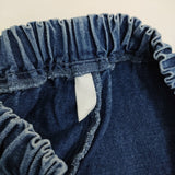 homspun 10オンスデニムギャザーパンツ 定価24200円 232-3383 サイズM イージー デニムパンツ ブルー レディース ホームスパン【中古】5-1031G♪