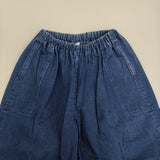 homspun 10オンスデニムギャザーパンツ 定価24200円 232-3383 サイズM イージー デニムパンツ ブルー レディース ホームスパン【中古】5-1031G♪