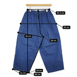 homspun 10オンスデニムギャザーパンツ 定価24200円 232-3383 サイズM イージー デニムパンツ ブルー レディース ホームスパン【中古】5-1031G♪