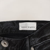 upper hights THE JACKSON JET BLACK 27 ワイドテーパードブラックデニム デニムパンツ ブラック レディース アッパーハイツ【中古】5-0731G♪