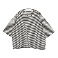GRANDMA MAMA DAUGHTER ボーダーワイドカットソー ポケット付き 半袖Tシャツ ホワイト ネイビー レディース グランマママドーター【中古】5-0731S♪