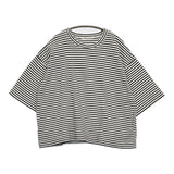 GRANDMA MAMA DAUGHTER ボーダーワイドカットソー ポケット付き 半袖Tシャツ ホワイト ネイビー レディース グランマママドーター【中古】5-0731S♪