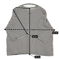 GRANDMA MAMA DAUGHTER ボーダーワイドカットソー ポケット付き 半袖Tシャツ ホワイト ネイビー レディース グランマママドーター【中古】5-0731S♪