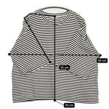 GRANDMA MAMA DAUGHTER ボーダーワイドカットソー ポケット付き 半袖Tシャツ ホワイト ネイビー レディース グランマママドーター【中古】5-0731S♪
